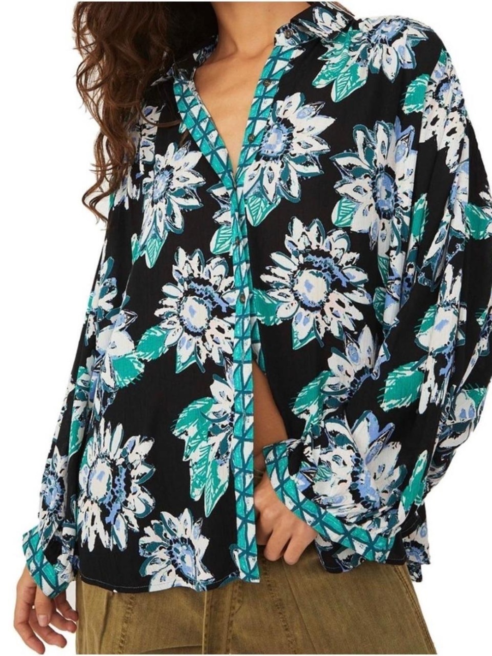 Free people good vibrations women’s blouse button up top size small